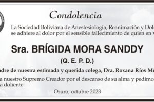 Condolencia por el fallecimiento de Brígida Mora Sanddy