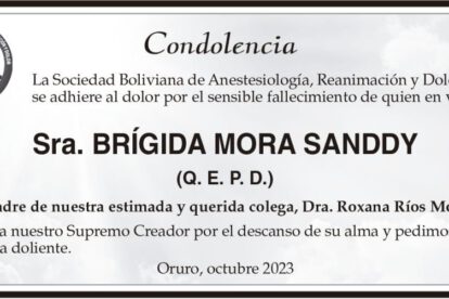 Condolencia por el fallecimiento de Brígida Mora Sanddy