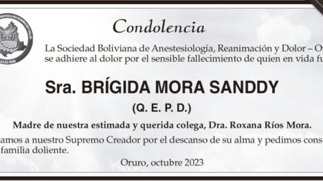 Condolencia por el fallecimiento de Brígida Mora Sanddy