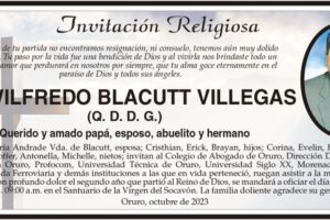 Invitación Religiosa para Dr. Wilfredo Blacutt Villegas