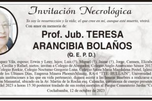 Invitación Necrológica: Prof. Jub. Teresa Arancibia Bolaños