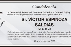Condolencia por la muerte de Víctor Espinoza Saldias