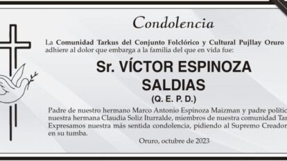 Condolencia por la muerte de Víctor Espinoza Saldias