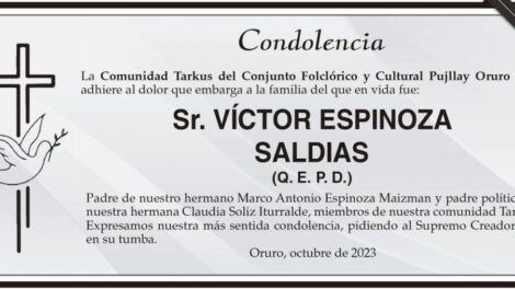 Condolencia por la muerte de Víctor Espinoza Saldias