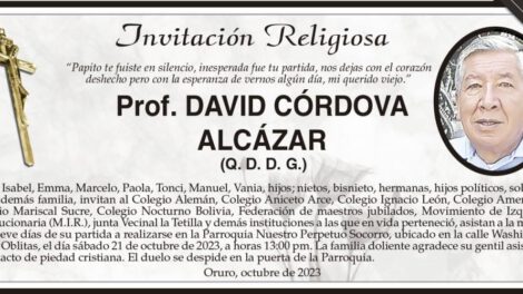 Invitación religiosa para Prof. David Córdova Alcázar