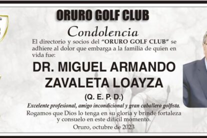 Condolencia por el fallecimiento del Dr. Miguel Armando Zavaleta Loayza