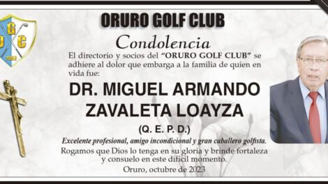 Condolencia por el fallecimiento del Dr. Miguel Armando Zavaleta Loayza