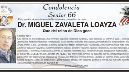 Condolencia por la partida del Dr. Miguel Zavaleta Loayza