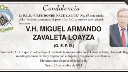 Condolencia por Miguel Armando Zavaleta Loayza