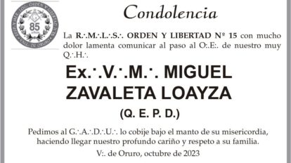 Condolencia por Miguel Zavaleta Loayza