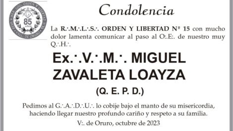 Condolencia por Miguel Zavaleta Loayza