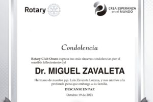 Condolencias por el fallecimiento del Dr. Miguel Zavaleta