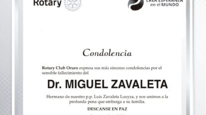 Condolencias por el fallecimiento del Dr. Miguel Zavaleta