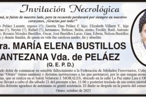 Invitación Necrológica de María Elena Bustillos Antezana