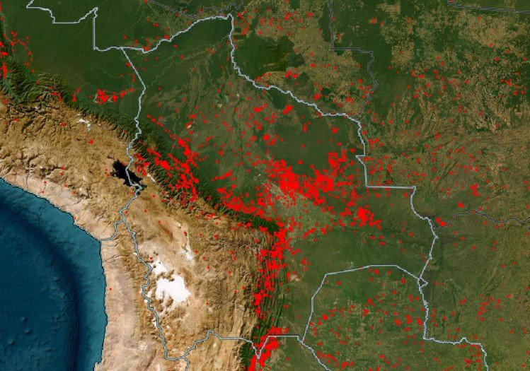 focos de calor en Bolivia