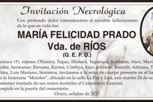 Invitación Necrológica: María Felicidad Prado Vda. de Ríos