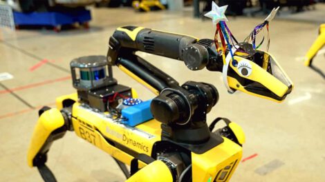 Spot robot de Boston Dynamics interactuando con inteligencia artificial