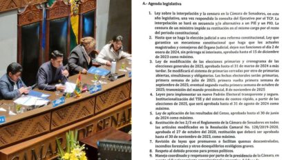 Agenda de 9 puntos presentada por la oposición en el Senado
