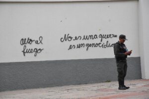 Protesta feminista en La Paz contra el genocidio en Gaza