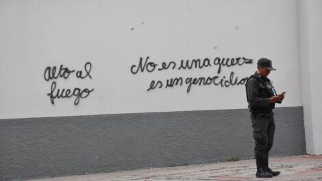 Protesta feminista en La Paz contra el genocidio en Gaza