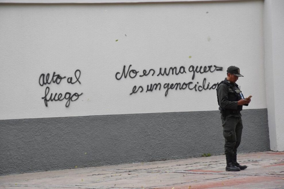 Protesta feminista en La Paz contra el genocidio en Gaza