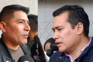 El diputado de CC, Óscar Balderas y el senador del MAS, Benjamín Vargas discuten sobre el Presupuesto General del Estado