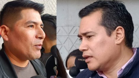 El diputado de CC, Óscar Balderas y el senador del MAS, Benjamín Vargas discuten sobre el Presupuesto General del Estado