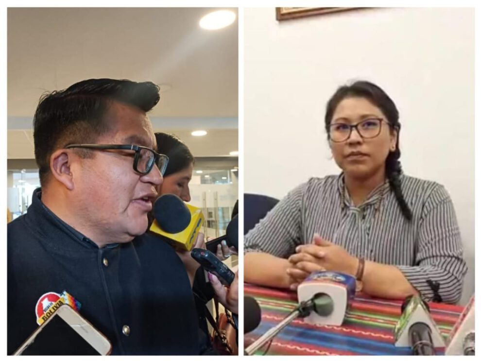 El diputado Renán Cabezas y la diputada Gladys Quispe discuten sobre el Presupuesto General del Estado 2024