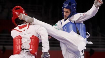 Edival Pontes, taekwondista brasileño, durante una competencia en Tokio