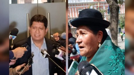 El senador oficialista Luis Adolfo Flores y la diputada María Alanoca discuten sobre elecciones judiciales 2024