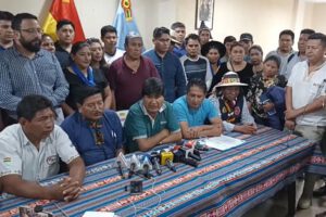 Evo Morales en la reunión del MAS y el Pacto de Unidad afín a su línea.