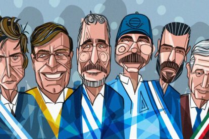 Ilustraciones animadas de diferentes presidentes de América Latina en 2023