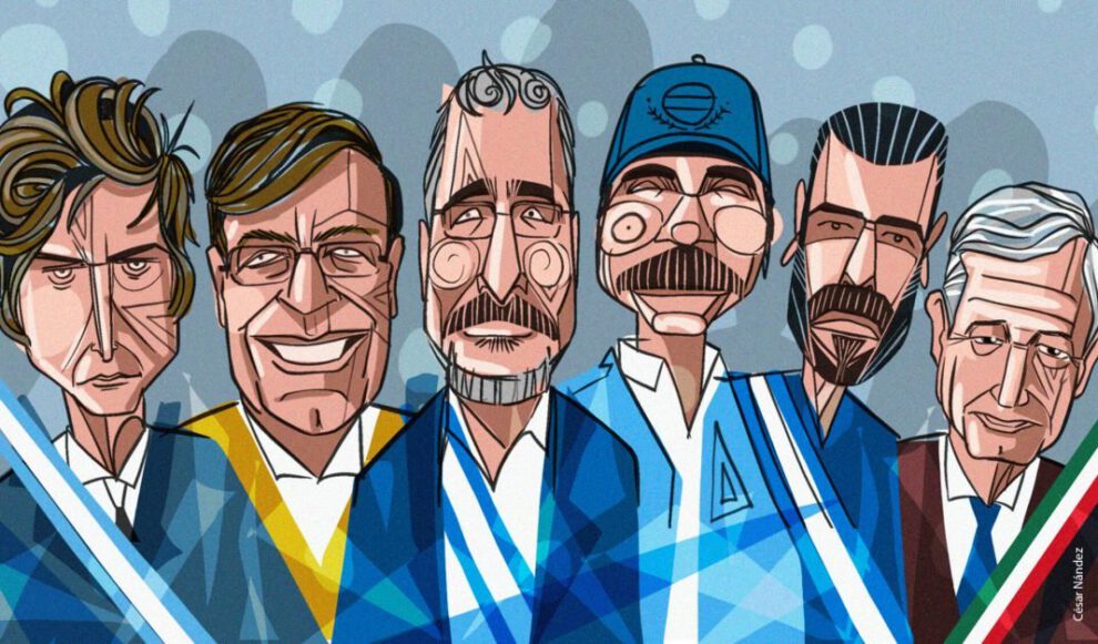 Ilustraciones animadas de diferentes presidentes de América Latina en 2023