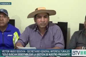 Estado de emergencia en Chuquisaca en apoyo al Gobierno nacional