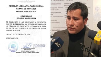 Suspensión de sesión de Diputados por Israel Huaytari