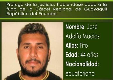 José Adolfo Macías, narcotraficante más buscado de Ecuador