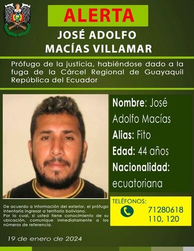 José Adolfo Macías, narcotraficante más buscado de Ecuador