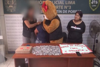 Agente encubierto como oso captura traficante de drogas en Perú