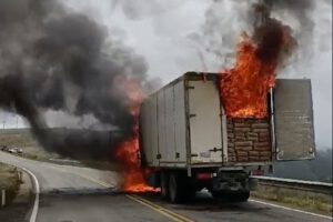 camión con harina de contrabando incinerado por Fuerzas Armadas en Tarija