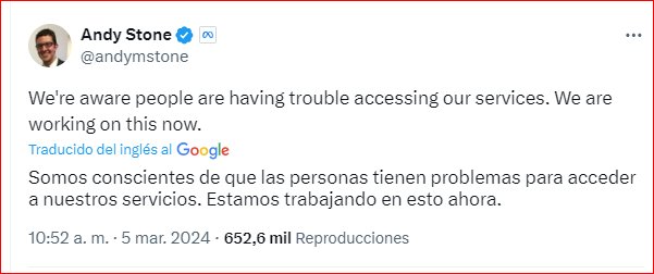 Fallas en Meta: 580.000 reportes de problemas en Facebook