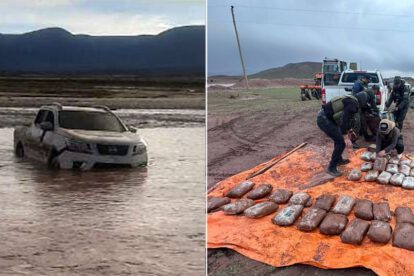 Hallan 105 kilos de marihuana en un vehículo arrastrado por río en Potosí