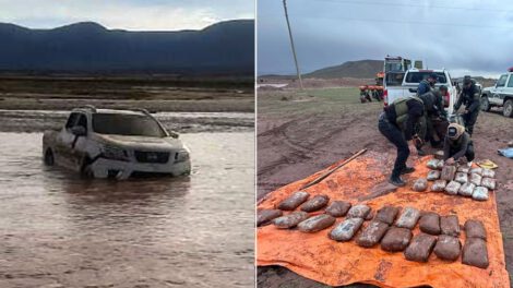 Hallan 105 kilos de marihuana en un vehículo arrastrado por río en Potosí