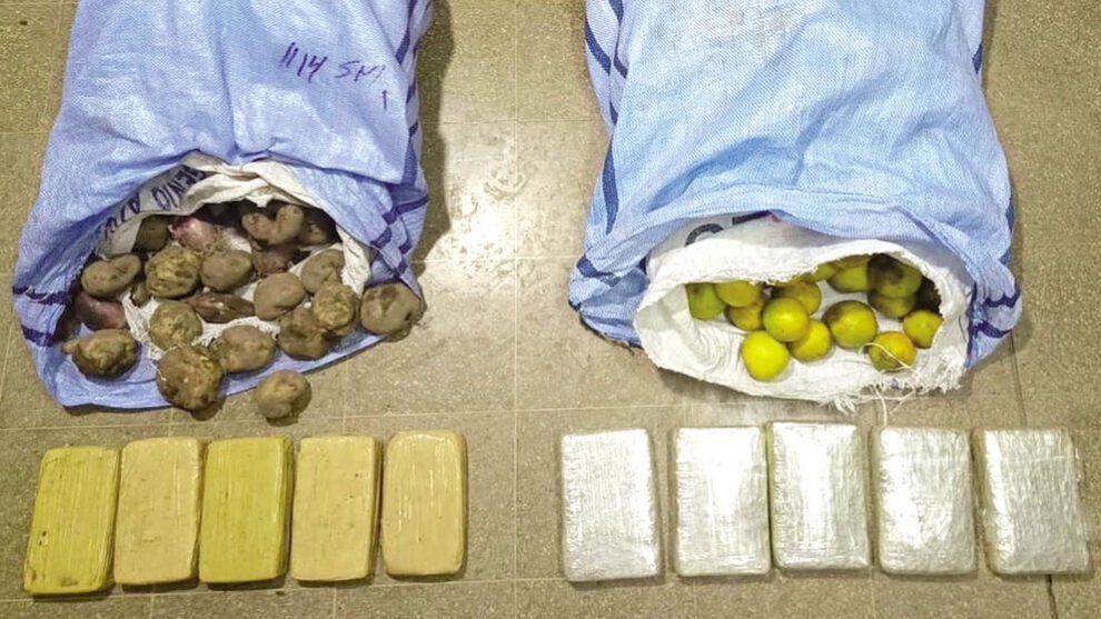 Descubren droga en bolsas de papas y naranjas