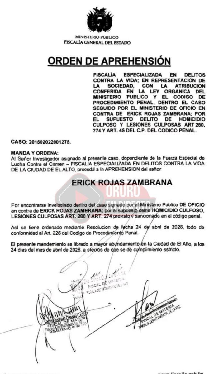El mandamiento de aprehensión
