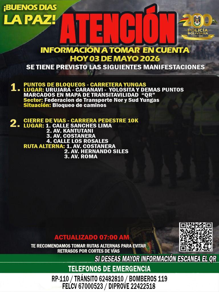 Comunicado oficial por el Comando Departamental de Policía La Paz