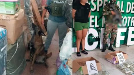 Aprehenden a mujer tras hallazgo de 18 paquetes de marihuana en empresa de encomiendas.