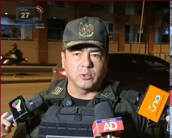 El coronel David Gómez, comandante Departamental de la Policía cruceña en una entrevista