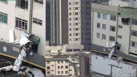 La avioneta se estrelló en un edificio de cuatro pisos