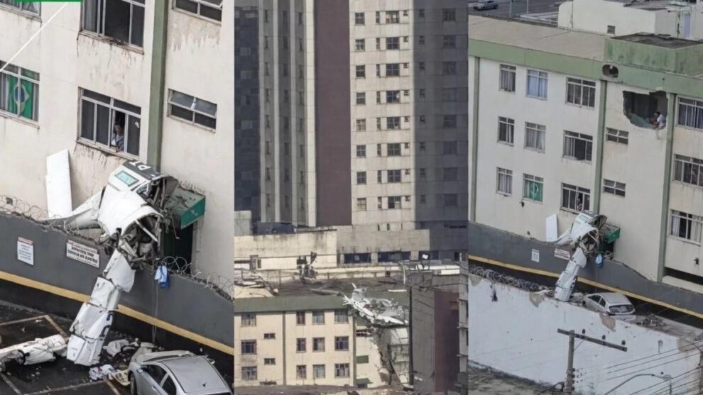 La avioneta se estrelló en un edificio de cuatro pisos