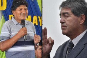 El ex presidente, Evo Morales y el viceministro de Régimen Interior, Hernán Paredes
